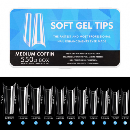 HTips PRO Soft Gel French Tips - Medium Coffin