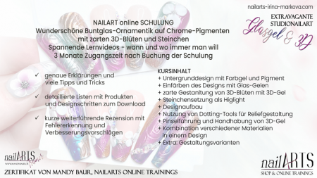 ONLINE nailART SCHULUNG Extravagante Studionailart: Glasgel & 3D