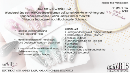 ONLINE nailART SCHULUNG Schnelle WOW Studionailart: GelMalerei & Folie (DEUTSCH)