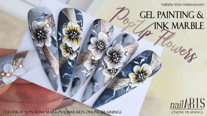 nailART online training, PopUp Flowers: Gel Painting & Marble