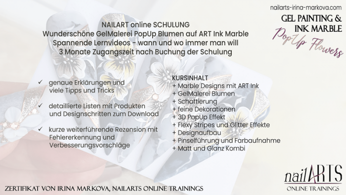 nailART online Schulung, PopUp Flowers: Gel Painting & Marble